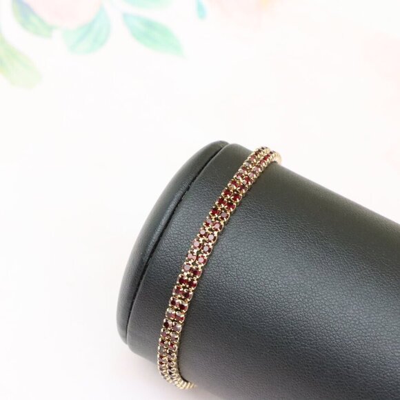 Rose Gold Bracelet with Red Stones, XPBL0683 - Picture 8 of 12